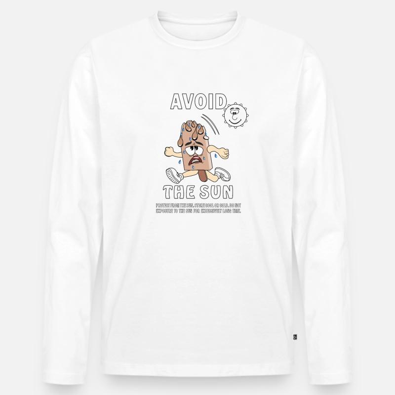 SONNENSCHUTZ EISCREME AVOID THE SUN - Männer Premium Bio Langarmshirt - Weiß