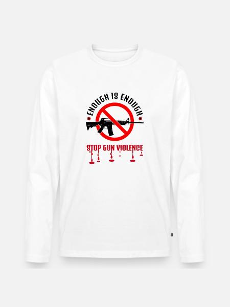 STOP VOLD MED SKYDEVÅBEN | NOK ER NOK - Premium økologisk langærmet T-shirt til mænd - hvid