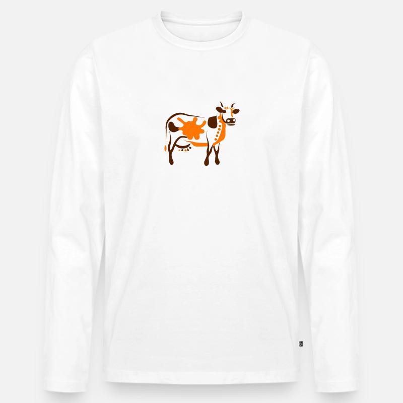 Kuh Kunst Abstrakt - Männer Premium Bio Langarmshirt - Weiß