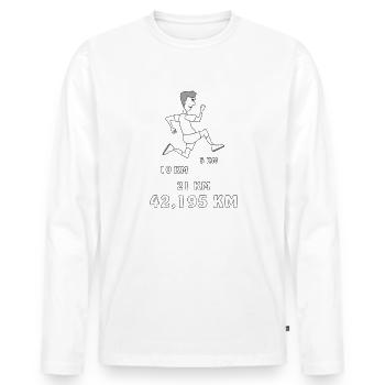 LÄUFER - Männer Premium Bio Langarmshirt - Weiß - Vorne - Nico (187cm)