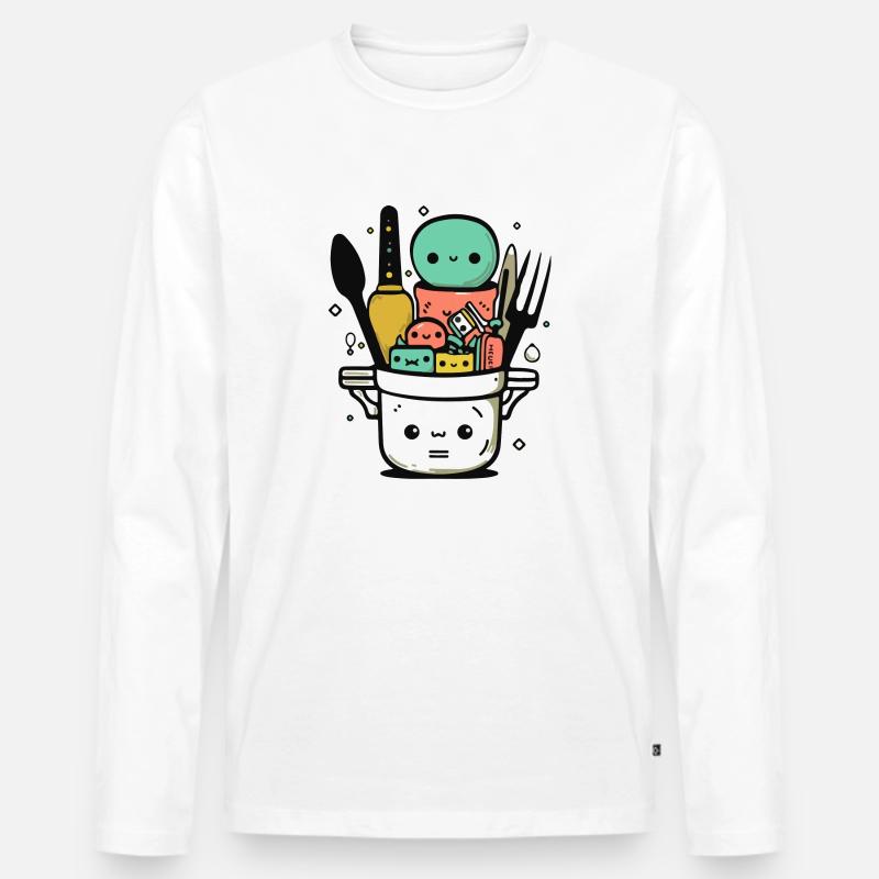 Kawaii Kochgeschirr - Männer Premium Bio Langarmshirt - Weiß