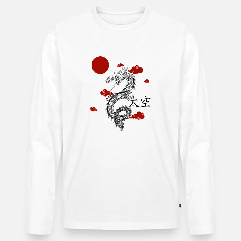 Drache - Männer Premium Bio Langarmshirt - Weiß