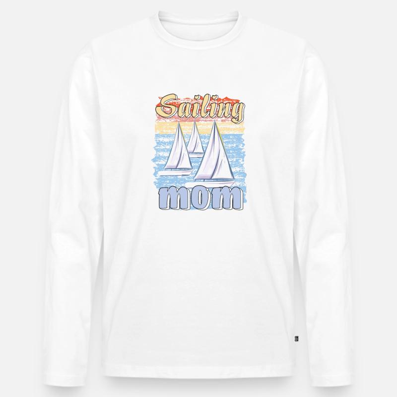 BOOTE SAILING MOM - Männer Premium Bio Langarmshirt - Weiß