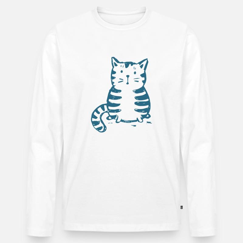 Katze - Männer Premium Bio Langarmshirt - Weiß