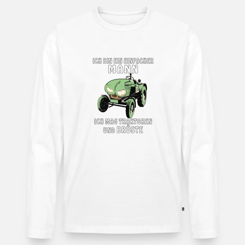 TRAKTOR ICH MAG BRÜSTE - Männer Premium Bio Langarmshirt - Weiß