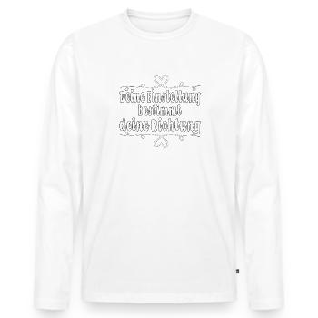 Deine Einstellung bestimmt deine Richtung - Männer Premium Bio Langarmshirt - Weiß - Vorne - Nico (187cm)