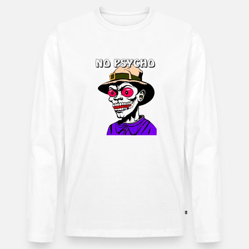 HALLOWEEN NO PSYCHO - Männer Premium Bio Langarmshirt - Weiß