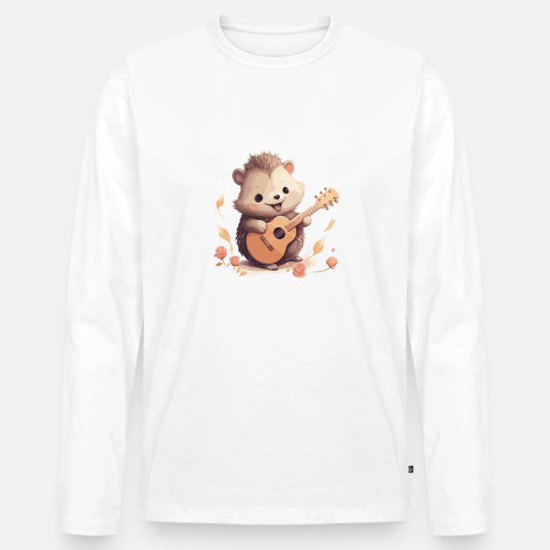 Igel spielt Gitarre - Männer Premium Bio Langarmshirt - Weiß