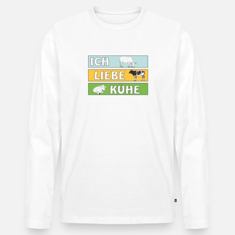 ICH LIEBE KÜHE - Männer Premium Bio Langarmshirt - Weiß