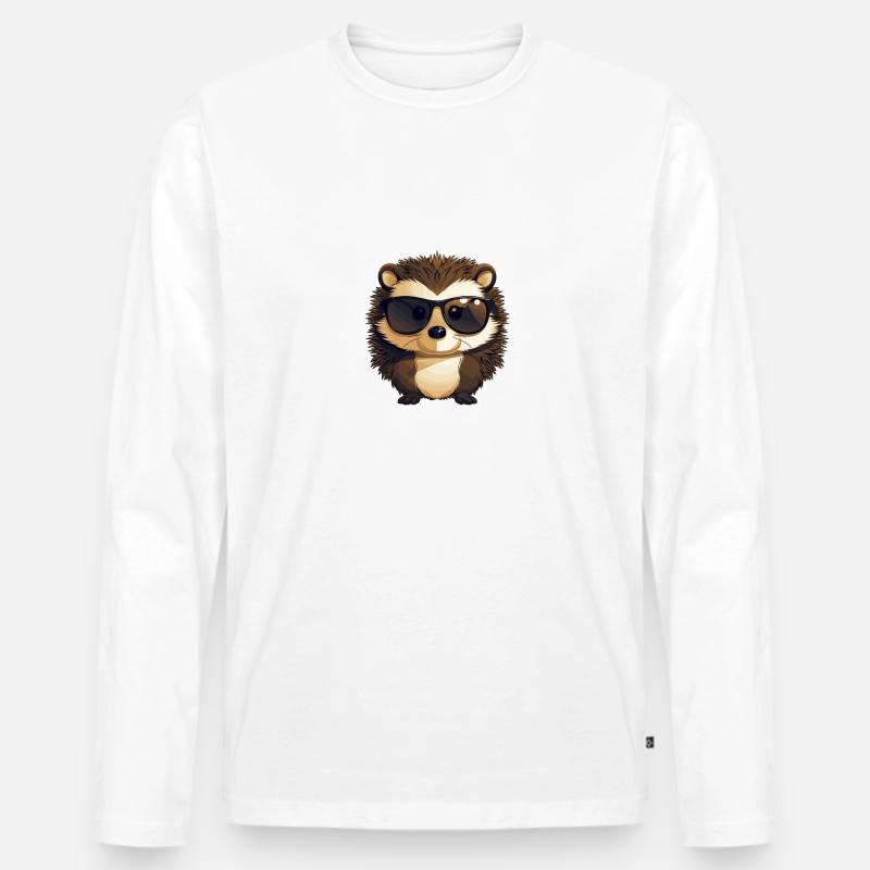 Lustiger Igel mit Sonnenbrille - Männer Premium Bio Langarmshirt - Weiß