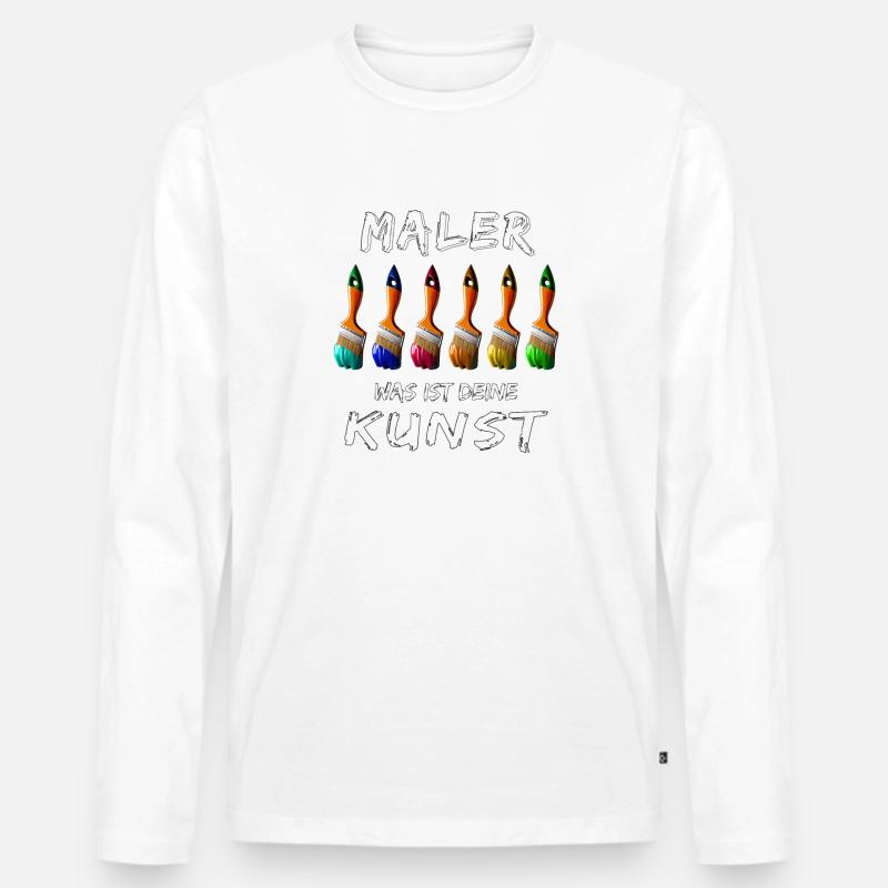 MALER PINSEL - Männer Premium Bio Langarmshirt - Weiß