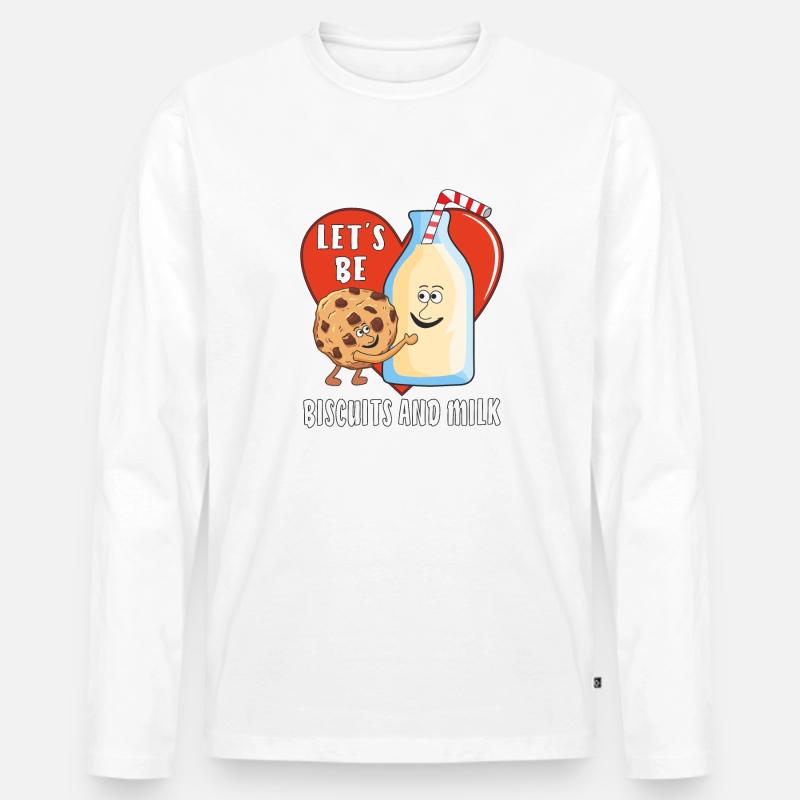 LET'S BE BISCUITS AND MILK - Männer Premium Bio Langarmshirt - Weiß