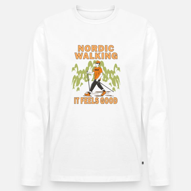 NORDIC WALKING RUN WITH - Männer Premium Bio Langarmshirt - Weiß
