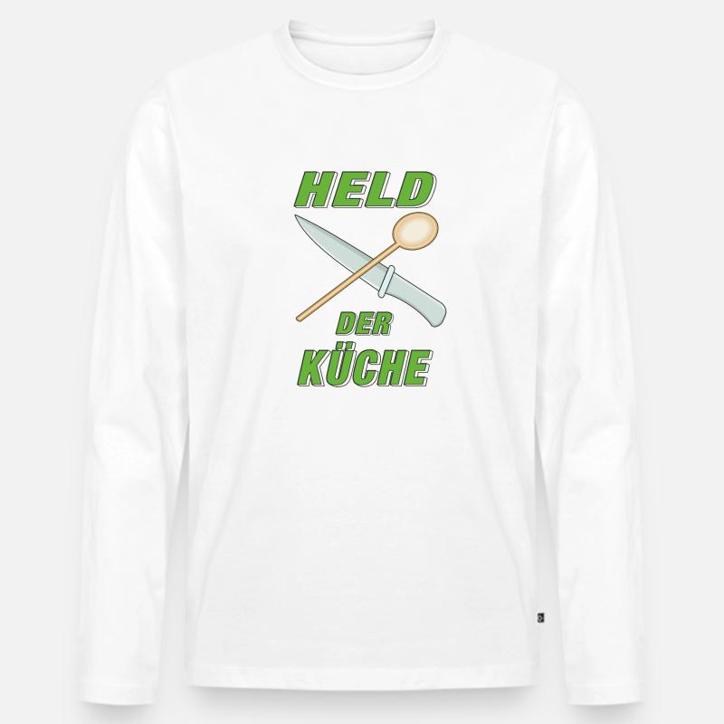 HELD DER KÜCHE - Männer Premium Bio Langarmshirt - Weiß