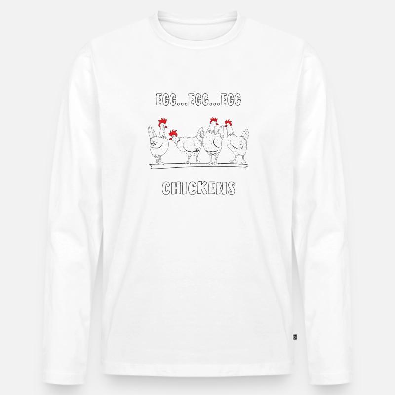 HÜHNER EI CHICKENS - Männer Premium Bio Langarmshirt - Weiß