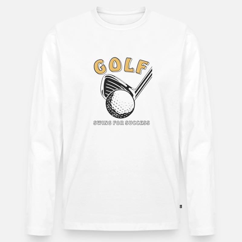 GOLF SWING FOR SUCCESS - Männer Premium Bio Langarmshirt - Weiß