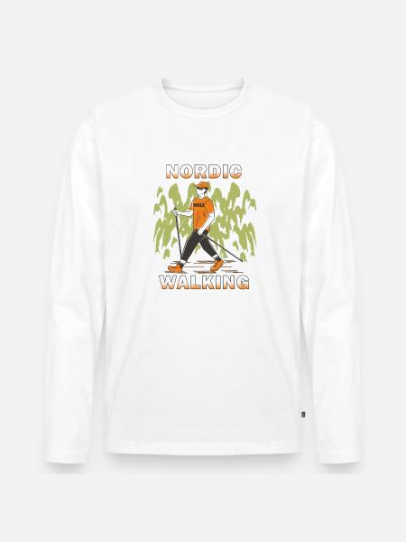 POLE WALKING - Men's Premium Organic Long Sleeve Shirt - white