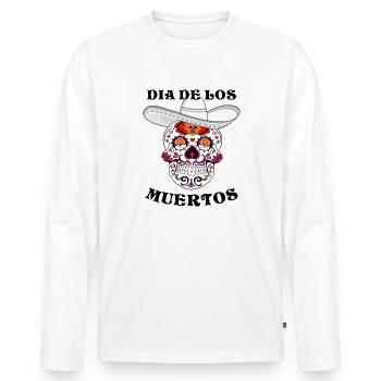 DIA DE LOS MUERTOS - T-shirt manches longues Premium bio Homme - blanc - Devant - Nico (187cm)