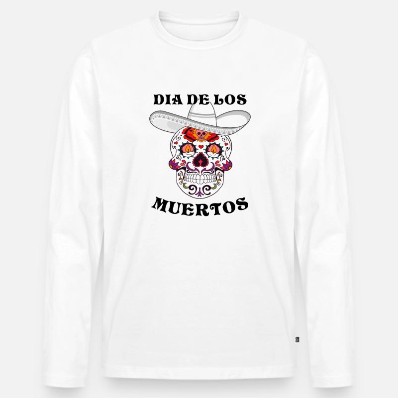 DIA DE LOS MUERTOS - Männer Premium Bio Langarmshirt - Weiß