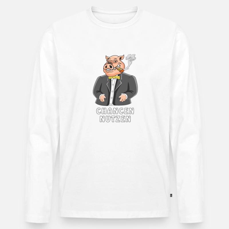 SCHWEIN CHANCEN NUTZEN - Männer Premium Bio Langarmshirt - Weiß
