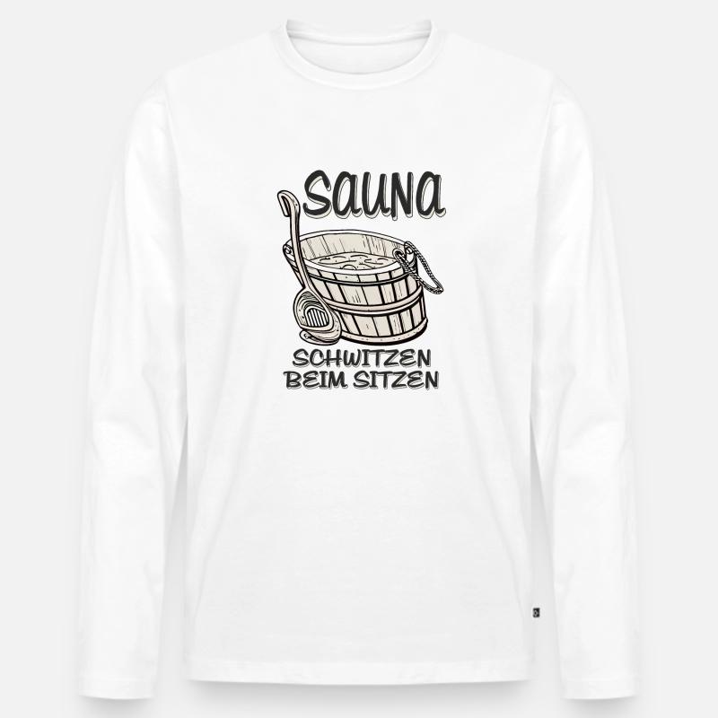 SAUNA SCHWITZEN BEIM SITZEN - Männer Premium Bio Langarmshirt - Weiß