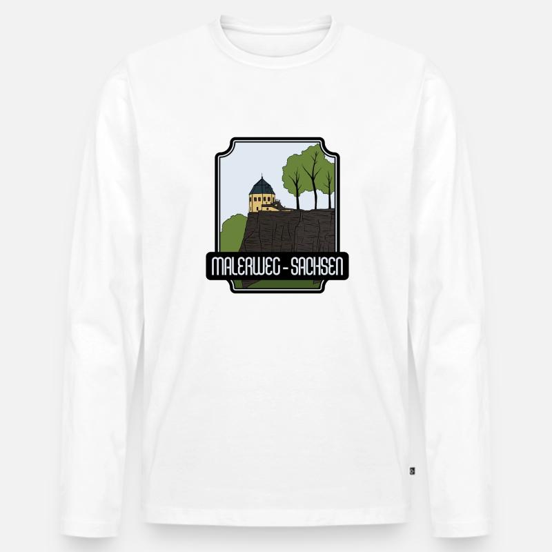 Malerweg - Sachsen - Männer Premium Bio Langarmshirt - Weiß