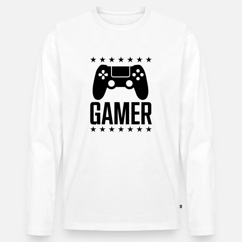 gamer spiel controller - Männer Premium Bio Langarmshirt - Weiß