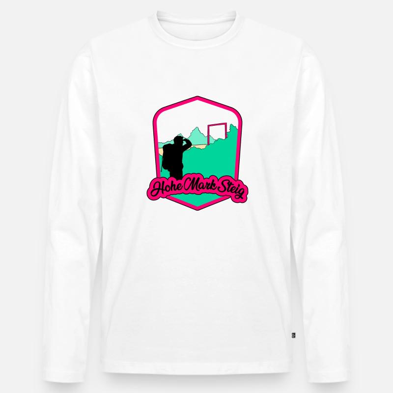 Hohe Mark Steig - Männer Premium Bio Langarmshirt - Weiß