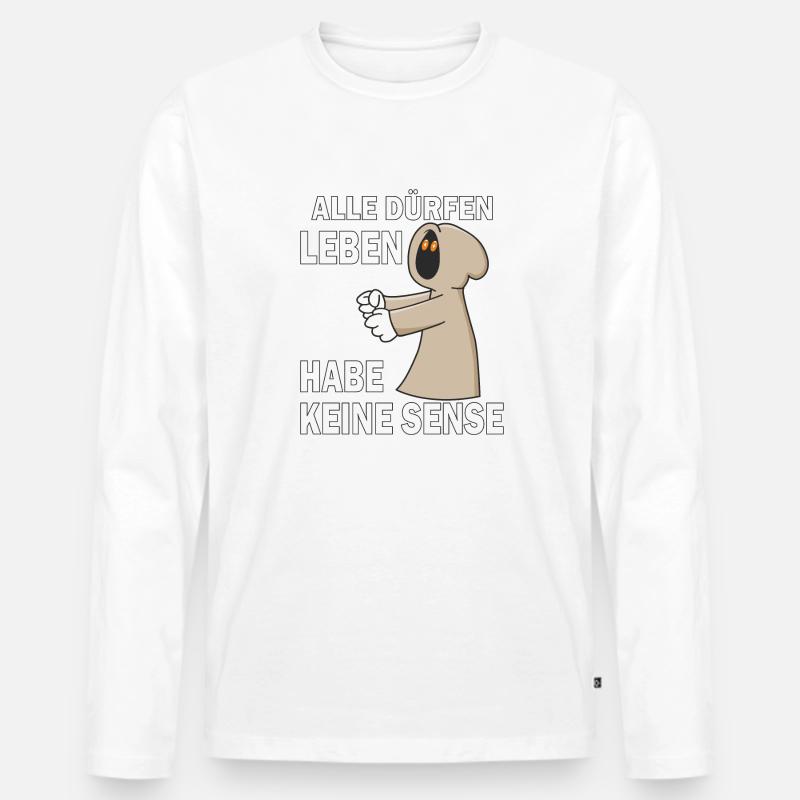 SENSENMANN HABE KEINE SENSE - Männer Premium Bio Langarmshirt - Weiß