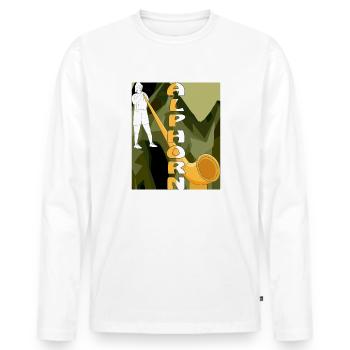 ALPHORN - Männer Premium Bio Langarmshirt - Weiß - Vorne - Nico (187cm)