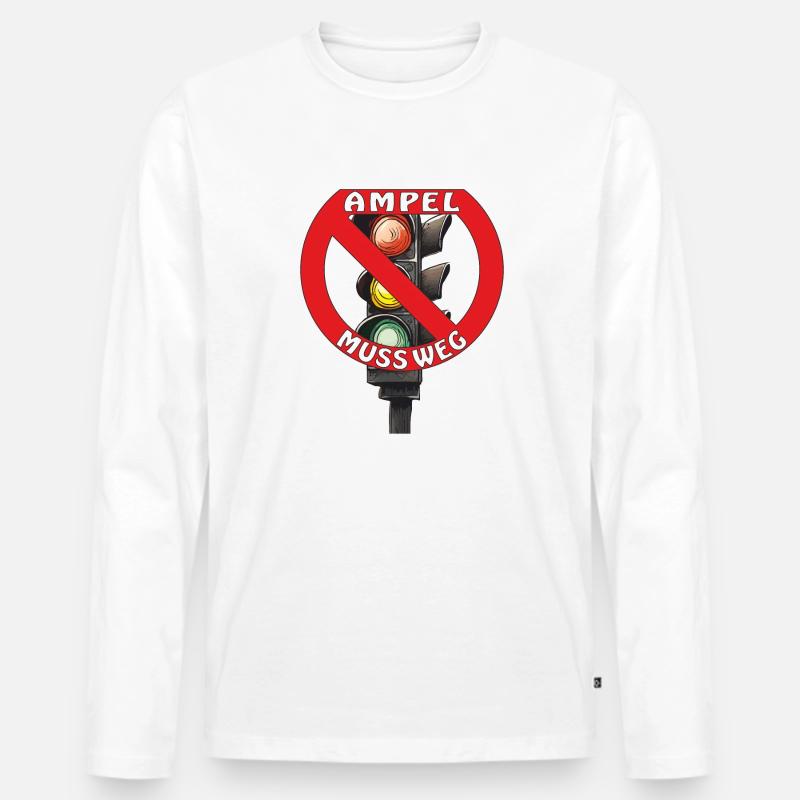 AMPEL MUSS WEG 2 - Männer Premium Bio Langarmshirt - Weiß