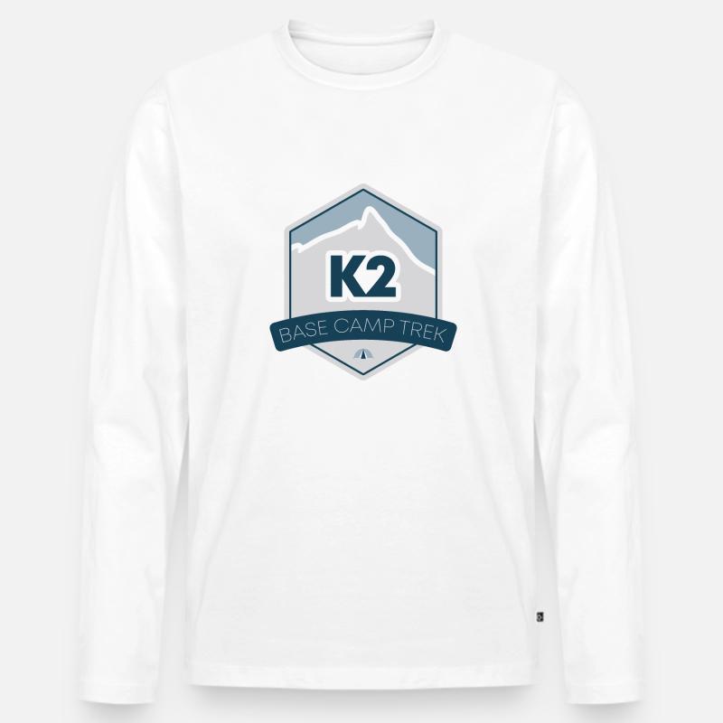 K2 Base Camp Trek - Männer Premium Bio Langarmshirt - Weiß