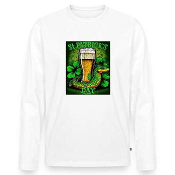 JOUR DE LA SAINT-PATRICK SERPENT BIÈRE TRÈFLE - T-shirt manches longues Premium bio Homme - blanc - Devant - Nico (187cm)