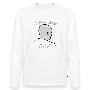 GLATZE ODER HAARE DAS IST DIE FRAGE - Männer Premium Bio Langarmshirt - Weiß - Vorne - Nico (187cm)