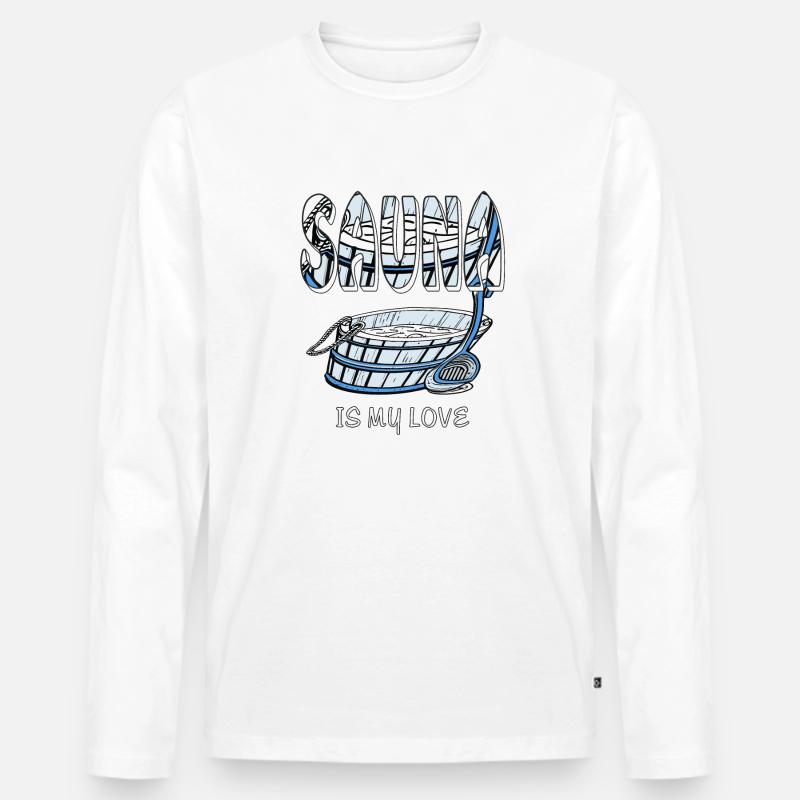 SAUNA IS MY LOVE - Männer Premium Bio Langarmshirt - Weiß