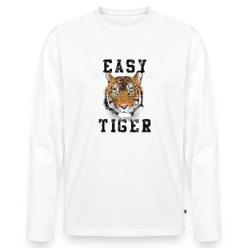Tigre facile - T-shirt manches longues Premium bio Homme - blanc - Devant - Nico (187cm)