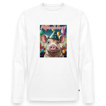 PIG CELEBRATION BEAST - Men's Premium Organic Long Sleeve Shirt - white - Front - Nico (187cm)