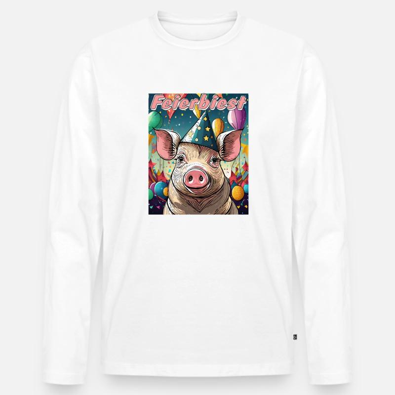 SCHWEIN FEIERBIEST - Männer Premium Bio Langarmshirt - Weiß