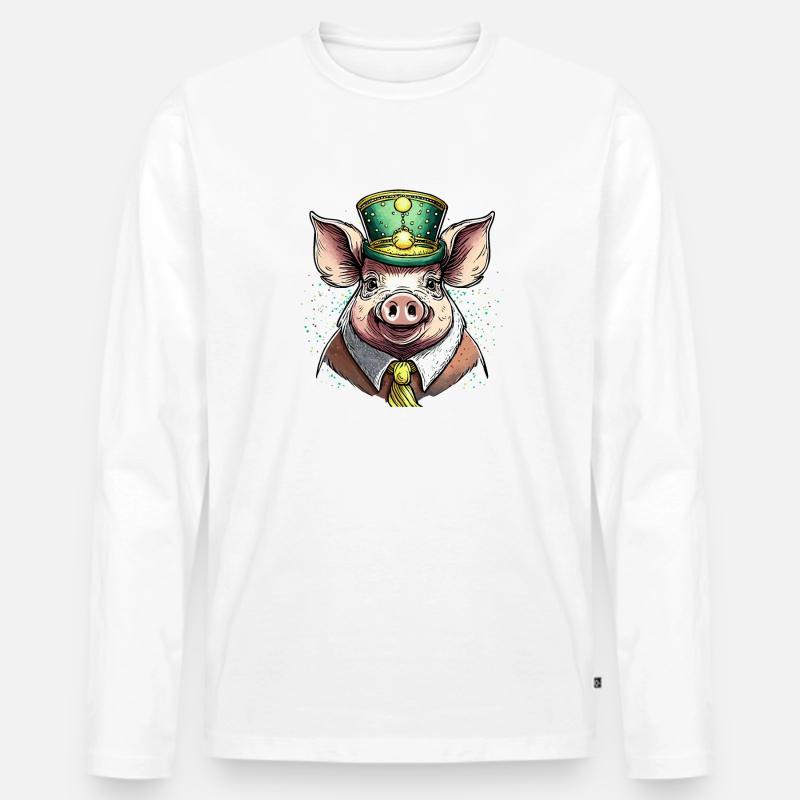 SCHWEIN FEIERN - Männer Premium Bio Langarmshirt - Weiß