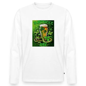 JOUR DE LA SAINT-PATRICK SERPENT BIÈRE TRÈFLE - T-shirt manches longues Premium bio Homme - blanc - Devant - Nico (187cm)