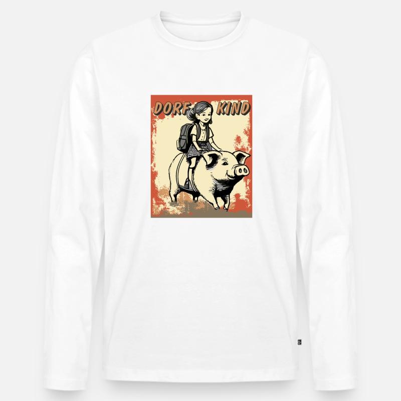 SCHWEIN KIND MÄDCHEN - Männer Premium Bio Langarmshirt - Weiß