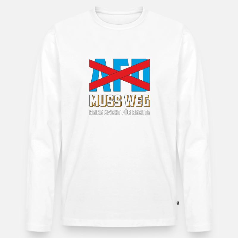 AFD MUSS WEG - Männer Premium Bio Langarmshirt - Weiß
