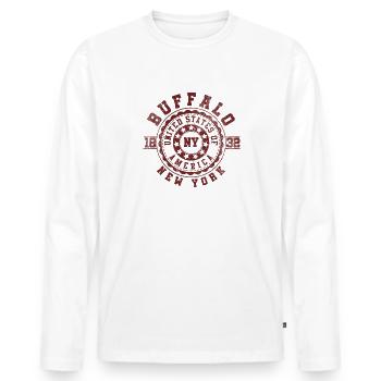 Buffalo NY | New York Reise & Souvinier Geschenk - Männer Premium Bio Langarmshirt - Weiß - Vorne - Nico (187cm)