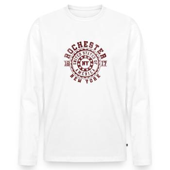 Rochester, État de New York | Voyage à New York et cadeau souvenir - T-shirt manches longues Premium bio Homme - blanc - Devant - Nico (187cm)