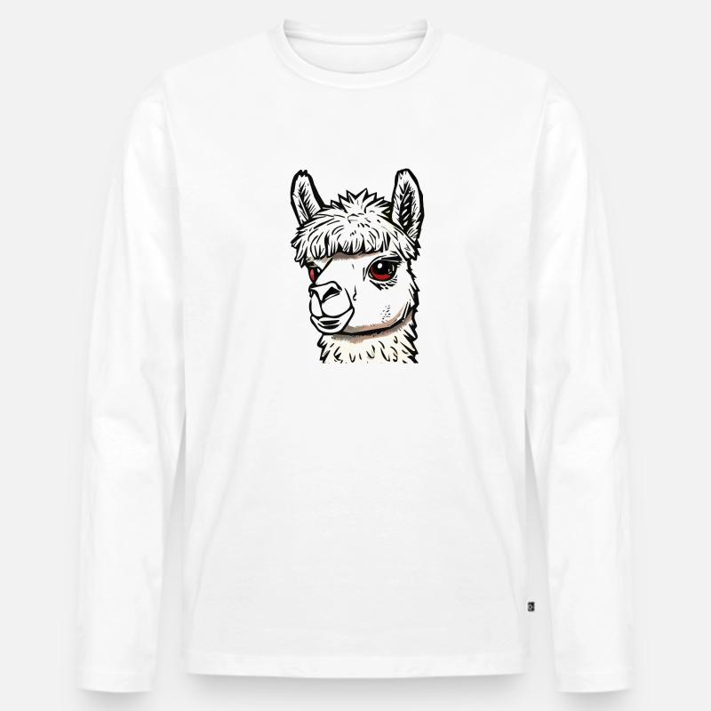 ALPAKA POTRAIT - Männer Premium Bio Langarmshirt - Weiß