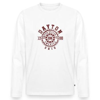 Dayton OH | Ohio Souvenir & Gift - Men's Premium Organic Long Sleeve Shirt - white - Front - Nico (187cm)