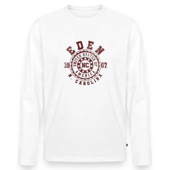 Eden NC | Cadeau de voyage en Caroline du Nord - T-shirt manches longues Premium bio Homme - blanc - Devant - Nico (187cm)
