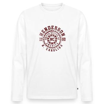 Henderson, Caroline du Nord | Cadeau de voyage en Caroline du Nord - T-shirt manches longues Premium bio Homme - blanc - Devant - Nico (187cm)