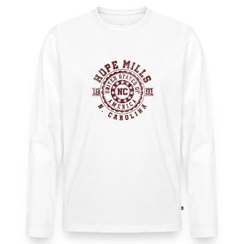 Hope Mills NC | North Carolina Reise Geschenk - Männer Premium Bio Langarmshirt - Weiß - Vorne - Nico (187cm)