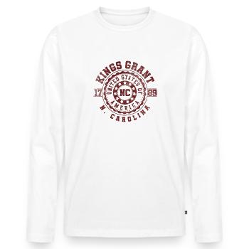 Kings Grant NC | North Carolina Travel Gift - Men's Premium Organic Long Sleeve Shirt - white - Front - Nico (187cm)